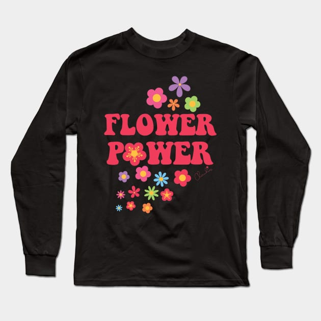 Colorful Flower Power Print Long Sleeve T-Shirt by ClaudiaFlores